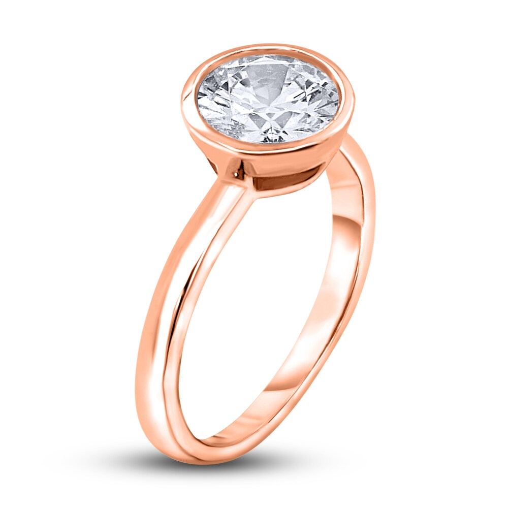 Diamond Solitaire Engagement Ring 2 ct tw Bezel-Set Round 14K Rose Gold (I2/I) wbGZWeaK
