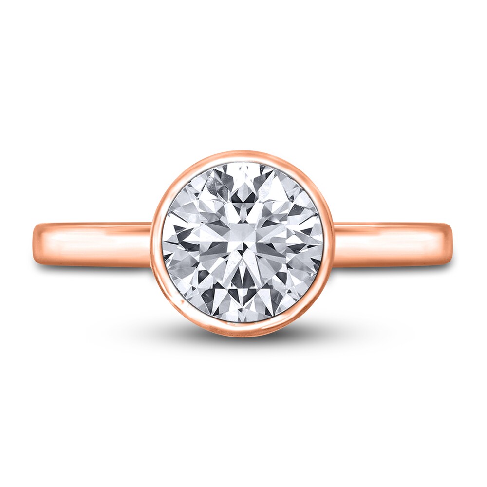 Diamond Solitaire Engagement Ring 2 ct tw Bezel-Set Round 14K Rose Gold (I2/I) wbGZWeaK