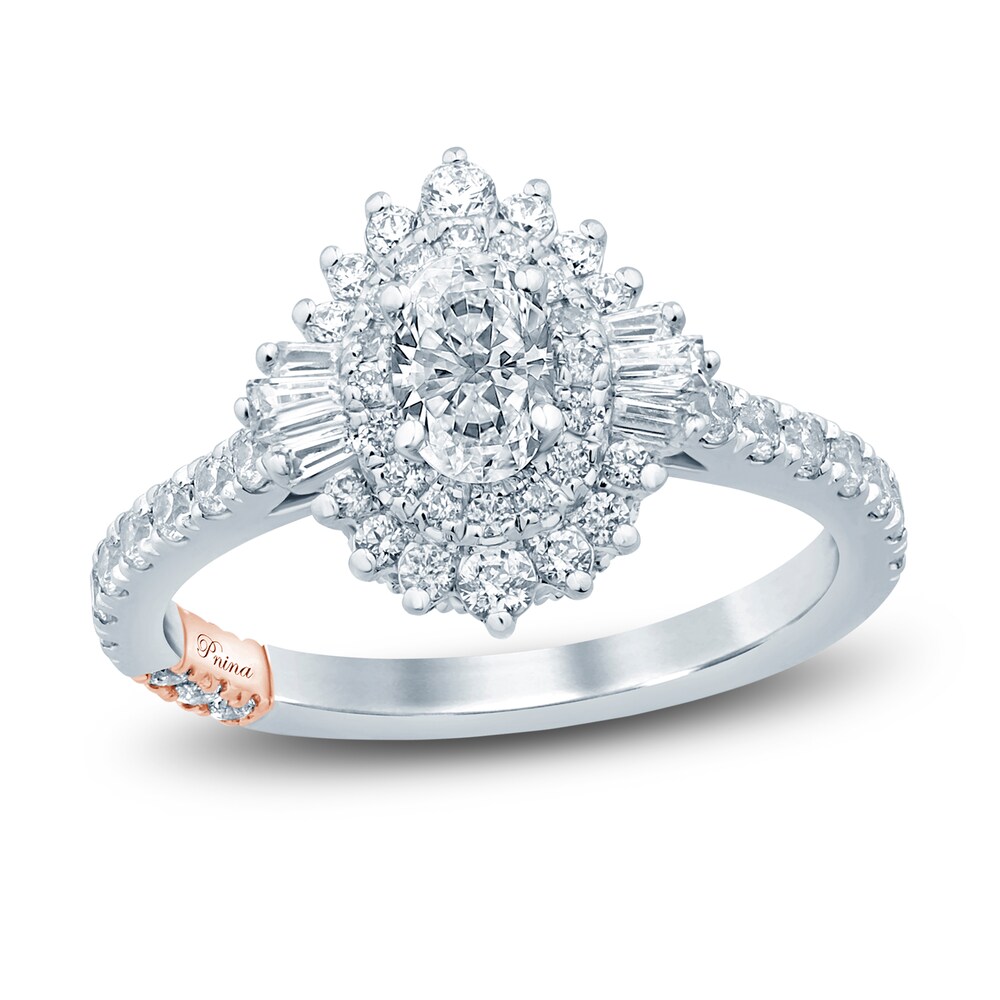 Pnina Tornai Diamond Engagement Ring 1-1/4 ct tw Oval/Baguette /Round 14K White Gold wn6aJNrg [wn6aJNrg]