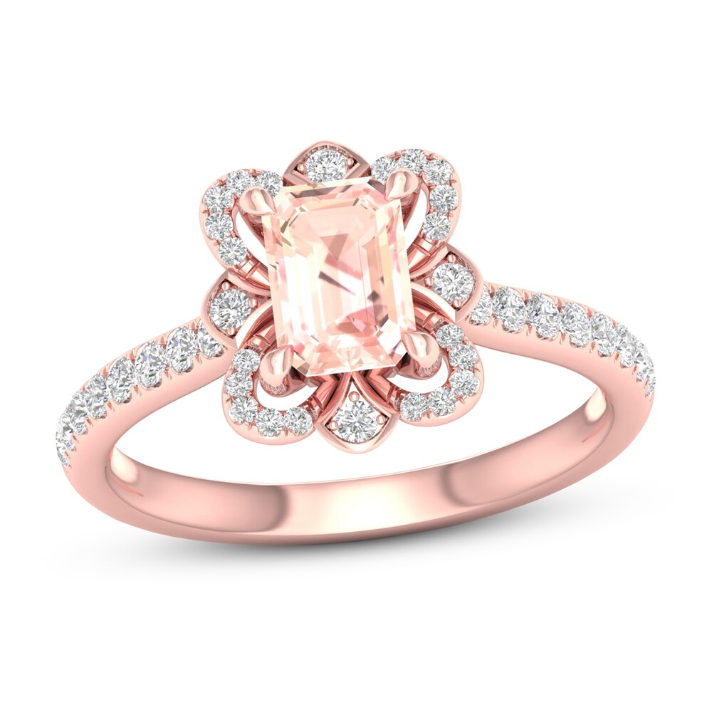 Natural Morganite Engagement Ring 1/4 ct tw Diamonds 14K Rose Gold xCb9ssAY