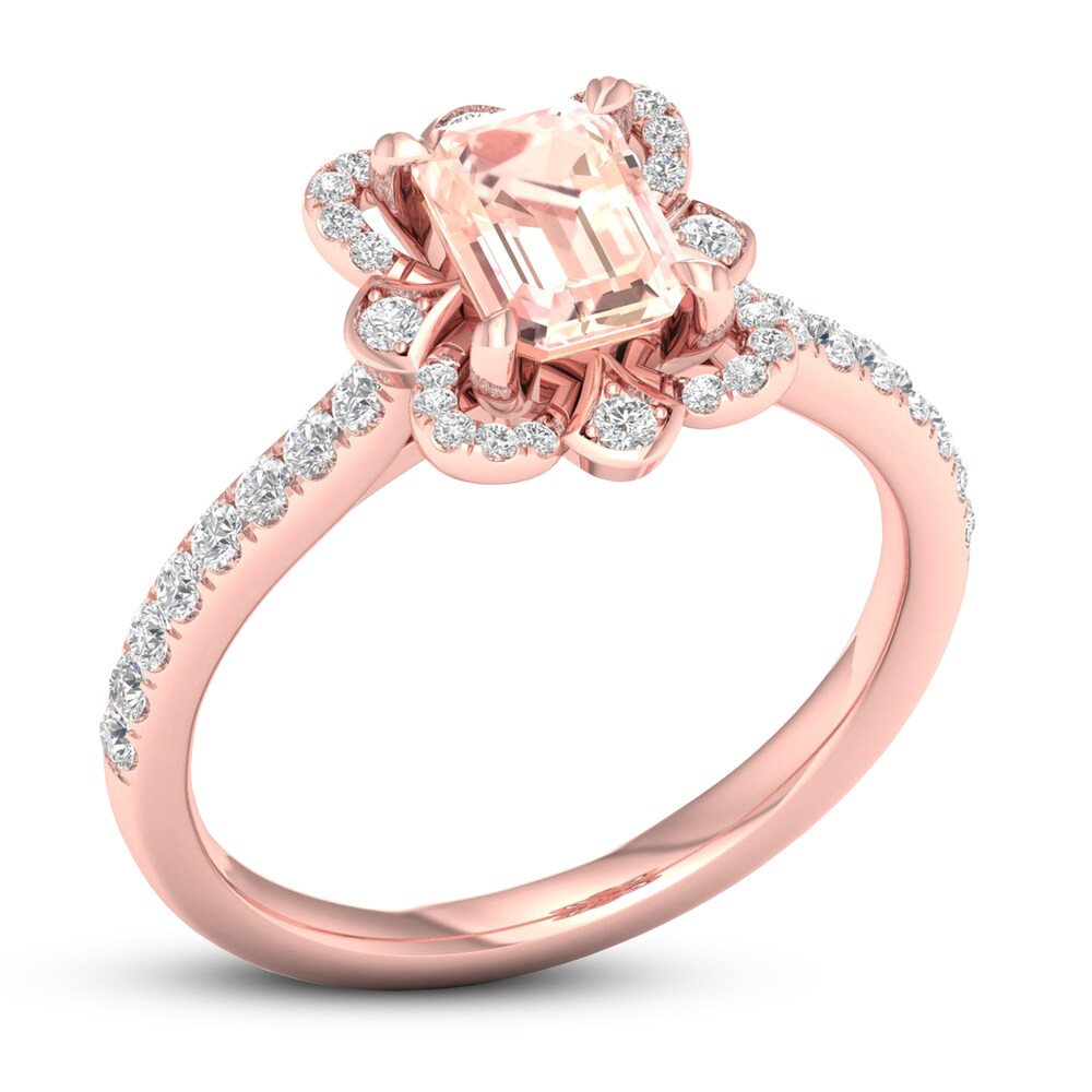 Natural Morganite Engagement Ring 1/4 ct tw Diamonds 14K Rose Gold xCb9ssAY