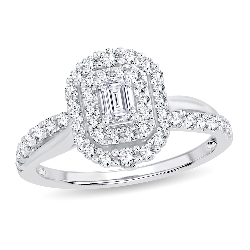 Diamond Ring 3/4 ct tw Emerald-cut 14K White Gold xJSAfliI