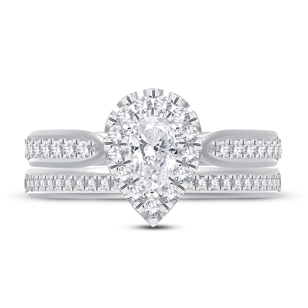 Diamond Bridal Set 7/8 ct tw Pear-shaped/Round-cut 14K White Gold xQLpGC7A