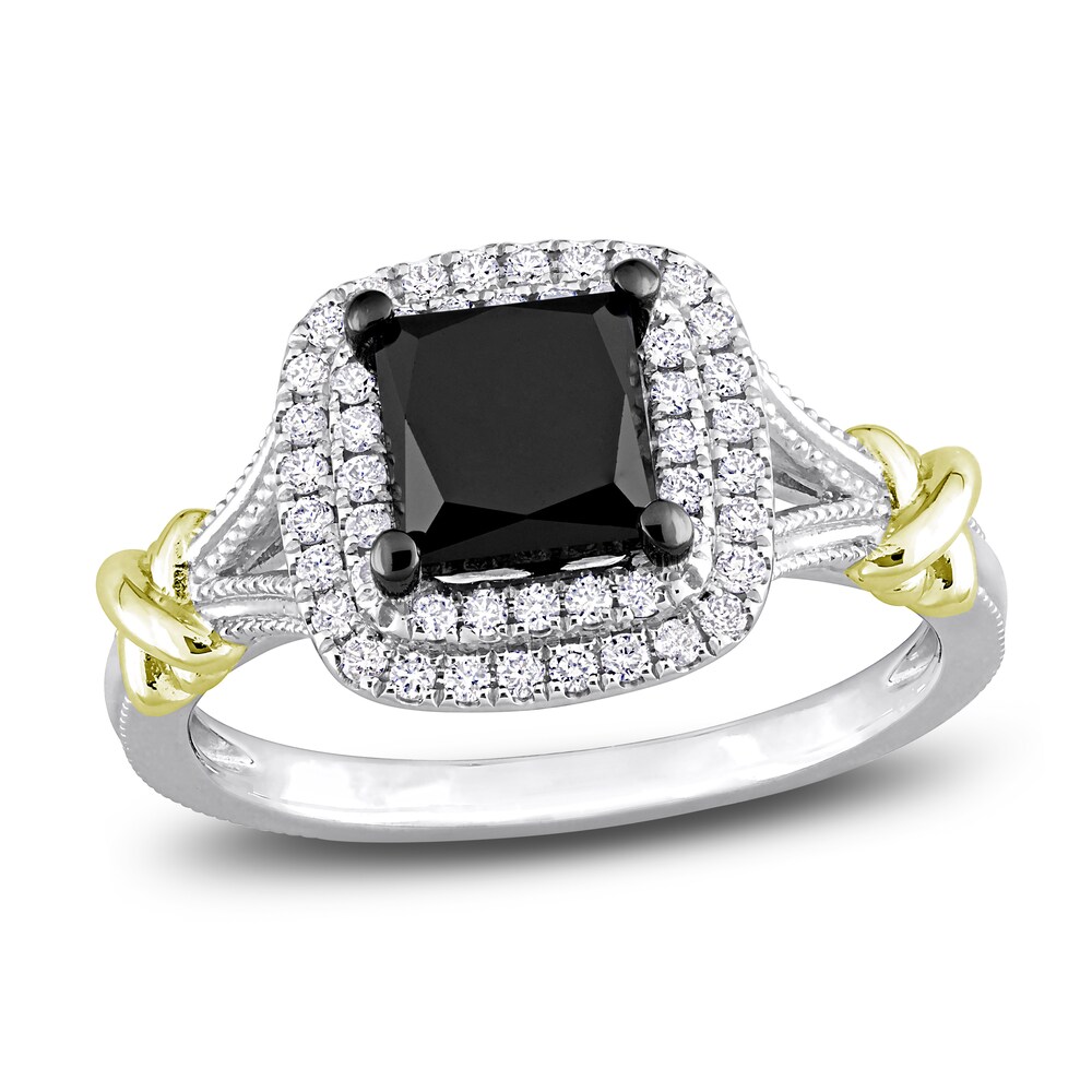 Black Diamond Y-Knot Ring 2-1/4 ct tw Princess/Round 14K Two-Tone Gold xXuUM8S3 [xXuUM8S3]