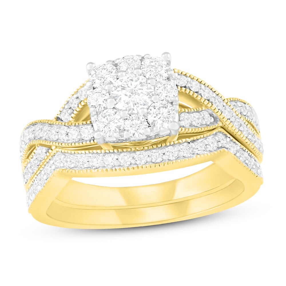 Diamond Bridal Set 1 ct tw Round 14K Yellow Gold xhzhxQgB [xhzhxQgB]