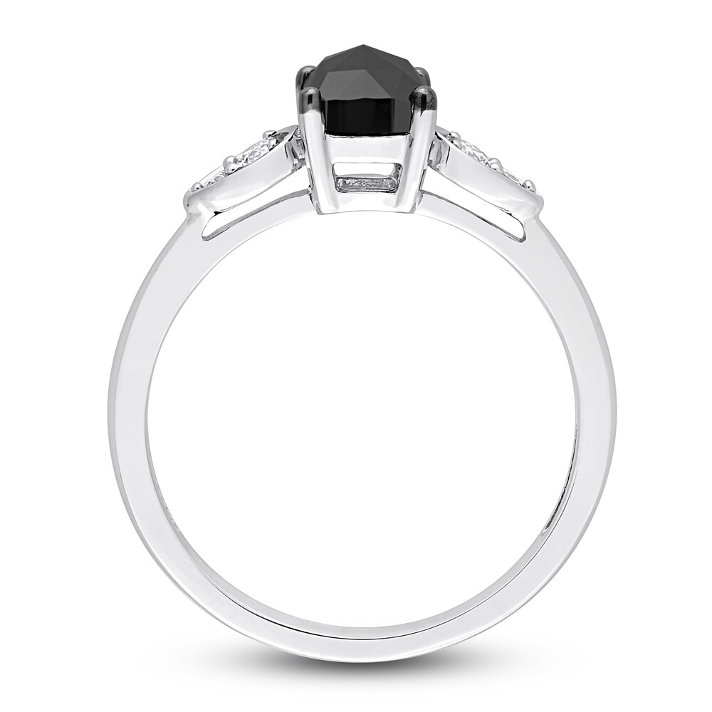 Black & White Diamond Engagement Ring 1 ct tw Cushion/Round 14K White Gold xihcE9P9