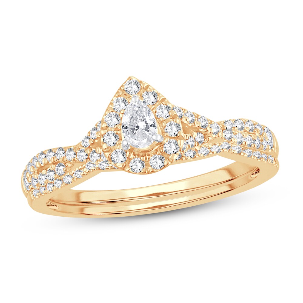 Diamond Bridal Set 1/2 ct tw Pear-shaped/Round-cut 14K Yellow Gold xjXu9y9X [xjXu9y9X]