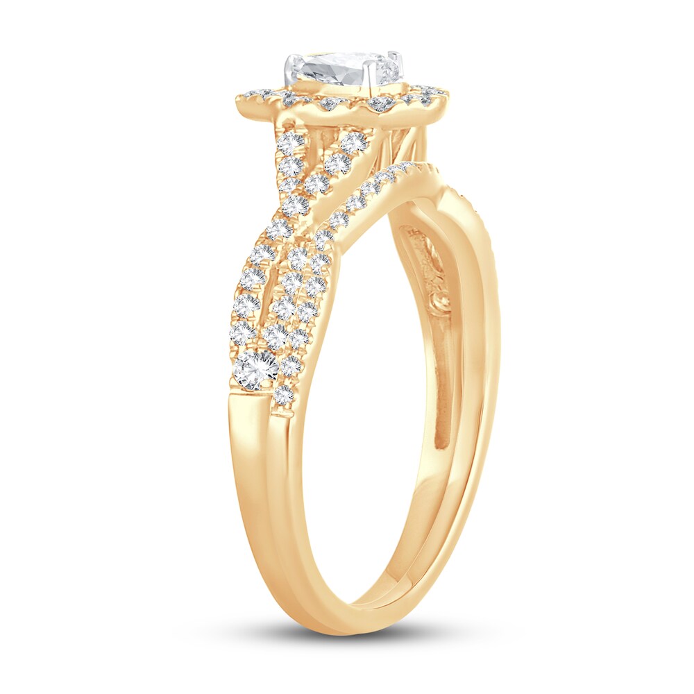 Diamond Bridal Set 1/2 ct tw Pear-shaped/Round-cut 14K Yellow Gold xjXu9y9X