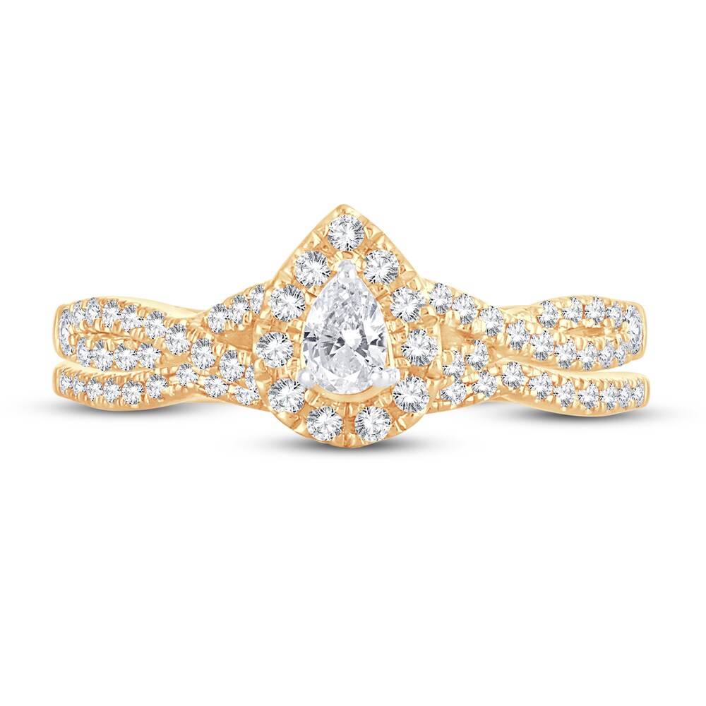 Diamond Bridal Set 1/2 ct tw Pear-shaped/Round-cut 14K Yellow Gold xjXu9y9X