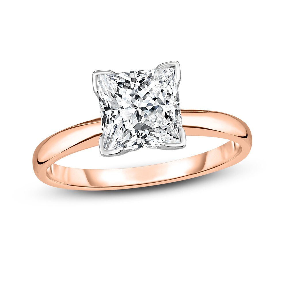 Diamond Solitaire Ring 1-1/3 ct tw Princess 14K Rose Gold (I2/I) xos4Tlrw [xos4Tlrw]