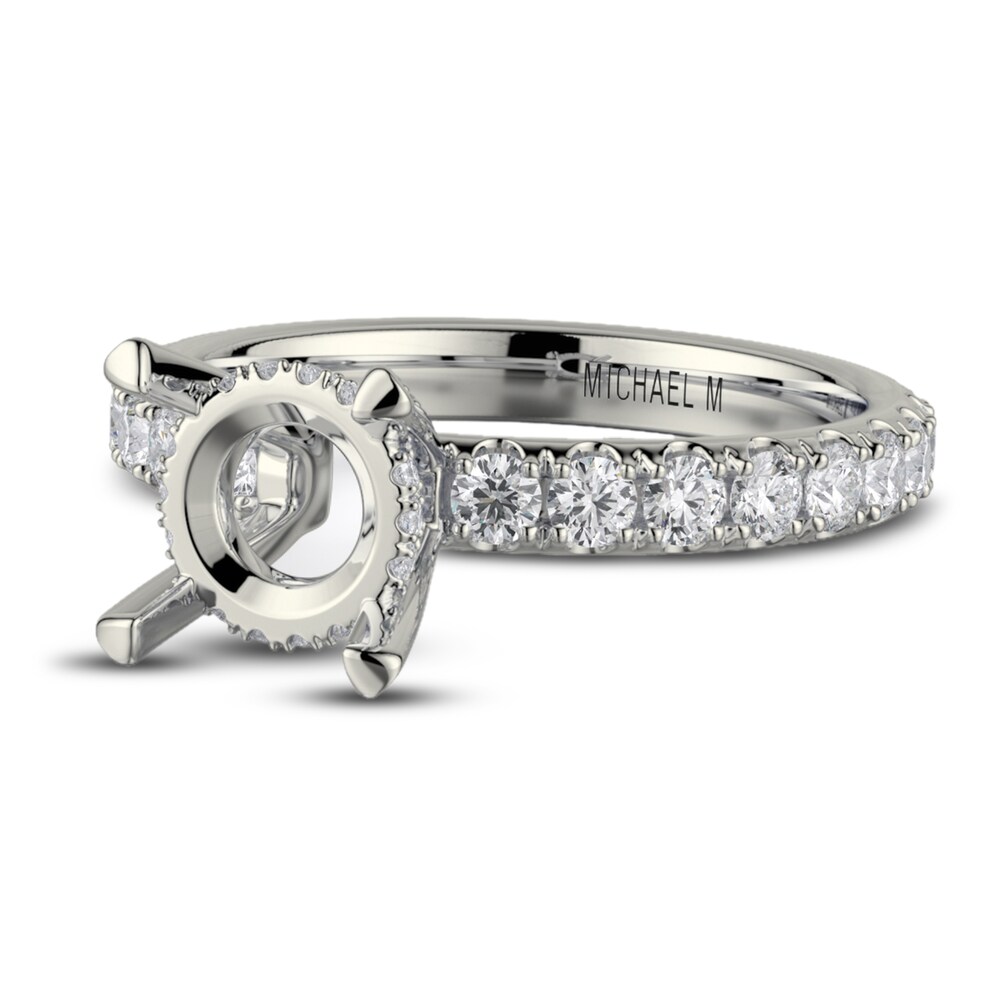 Michael M Diamond Engagement Ring Setting 3/4 ct tw Round 18K White Gold (Center diamond is sold separately) xunjDX1d