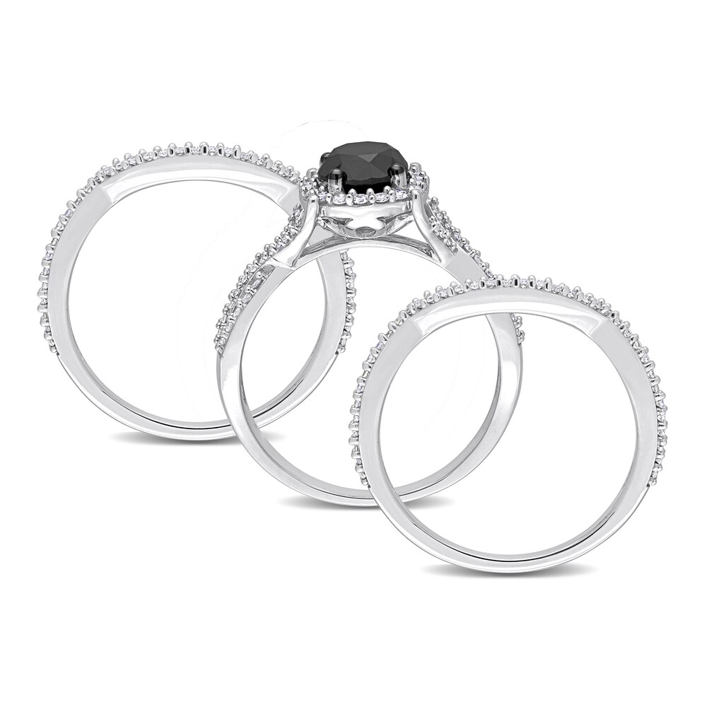 Black & White Diamond Bridal Set 1-1/2 ct tw Round 14K White Gold xx7bzprj