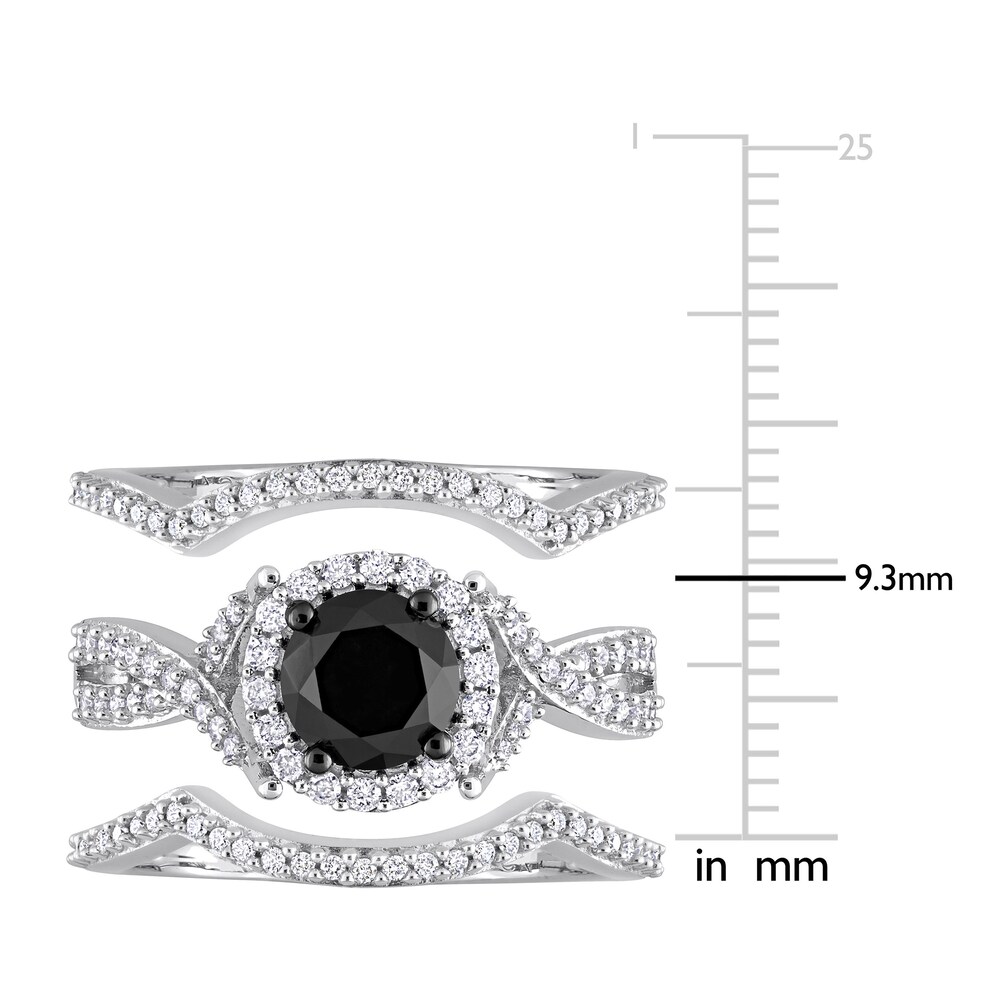 Black & White Diamond Bridal Set 1-1/2 ct tw Round 14K White Gold xx7bzprj