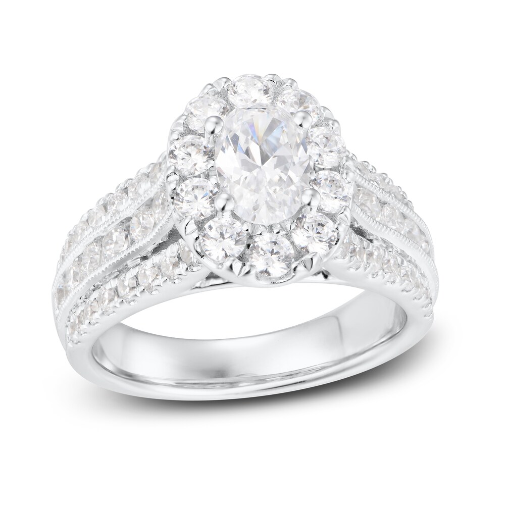 Diamond Engagement Ring 2-1/4 ct tw Oval/Round 14K White Gold xxueaW8q [xxueaW8q]