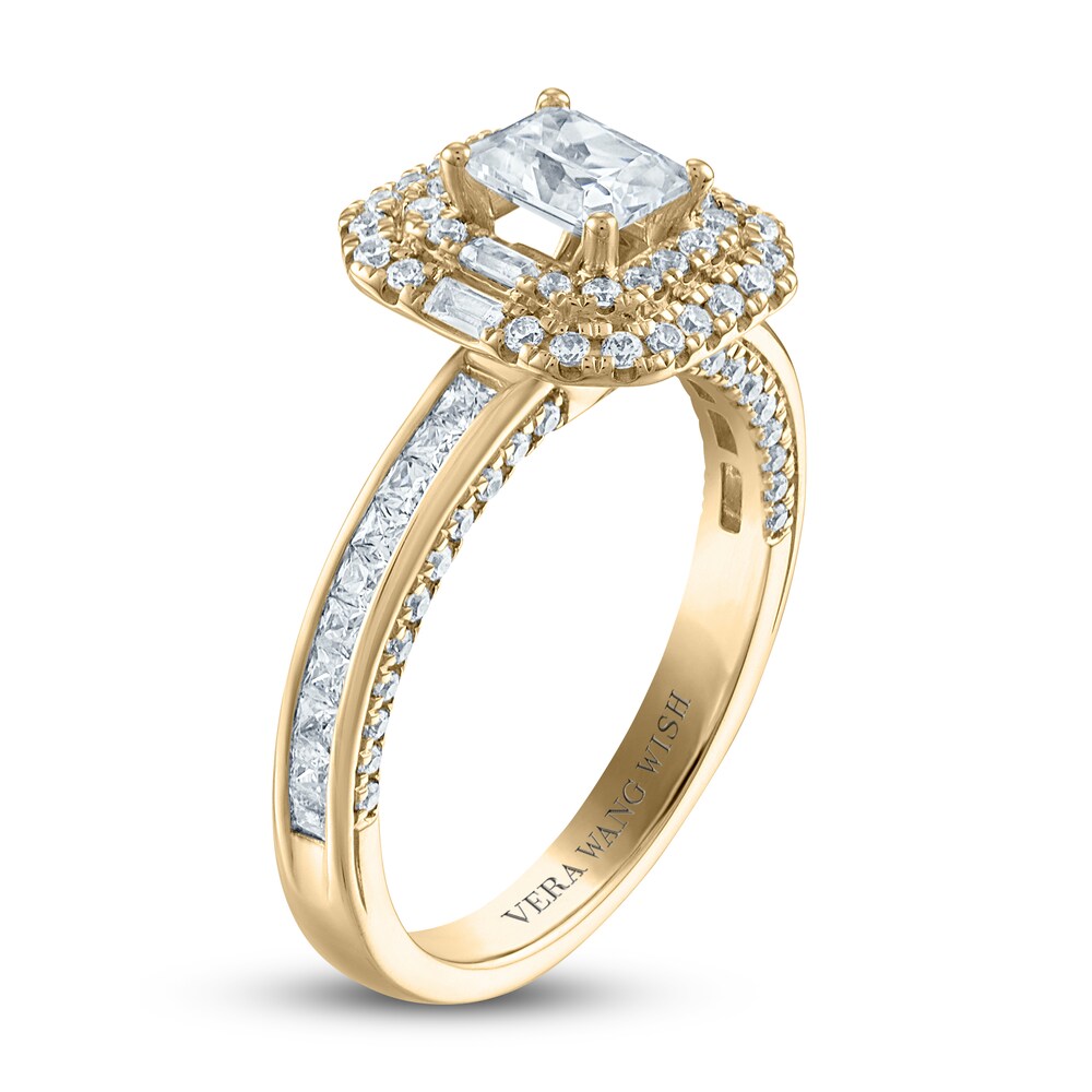 Vera Wang WISH Diamond Engagement Ring 1-1/4 ct tw Radiant/Princess/ Baguette/ Round 14K Yellow Gold xyGPIW6V