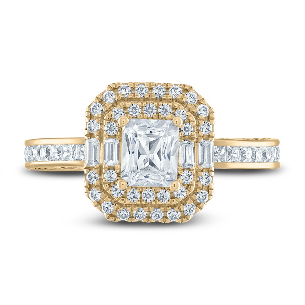 Vera Wang WISH Diamond Engagement Ring 1-1/4 ct tw Radiant/Princess/ Baguette/ Round 14K Yellow Gold xyGPIW6V