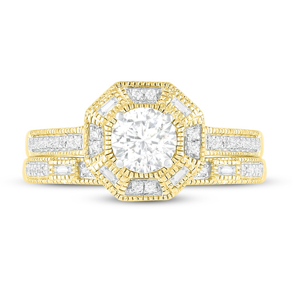 Diamond Bridal Set 3/4 ct tw Round/Baguette 14K Yellow Gold y5EVhSQQ