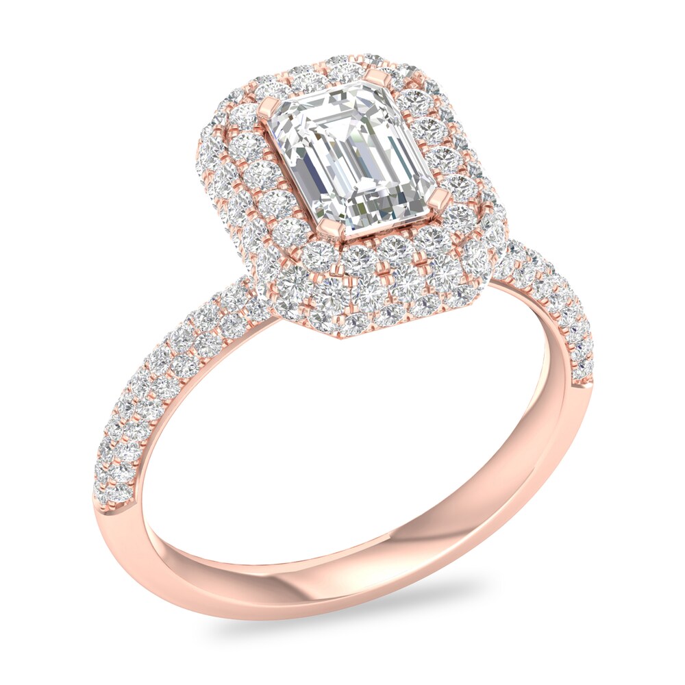 Diamond Ring 1-1/2 ct tw Emerald-cut 14K Rose Gold y5qN7ing