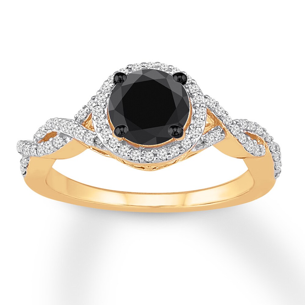 Black Diamond Engagement Ring 1-1/4 carat tw 14K Yellow Gold yF0uW3Wt [yF0uW3Wt]