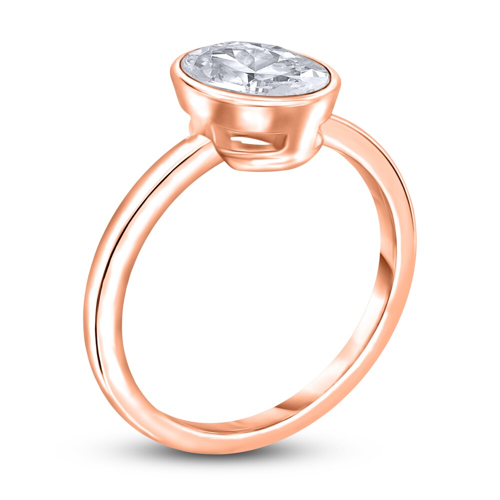 Diamond Solitaire Engagement Ring 2 ct tw Bezel-Set Oval 14K Rose Gold (I2/I) yPLARLjE