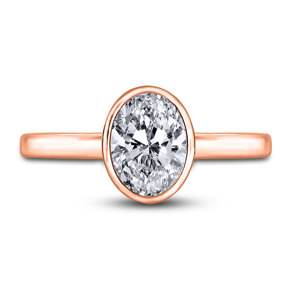 Diamond Solitaire Engagement Ring 2 ct tw Bezel-Set Oval 14K Rose Gold (I2/I) yPLARLjE