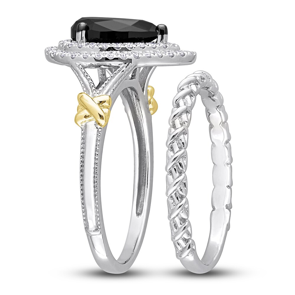 Black Diamond Y-Knot Bridal Set 2-1/3 ct tw Pear/Round 14K Two-Tone Gold yPaAUPGg