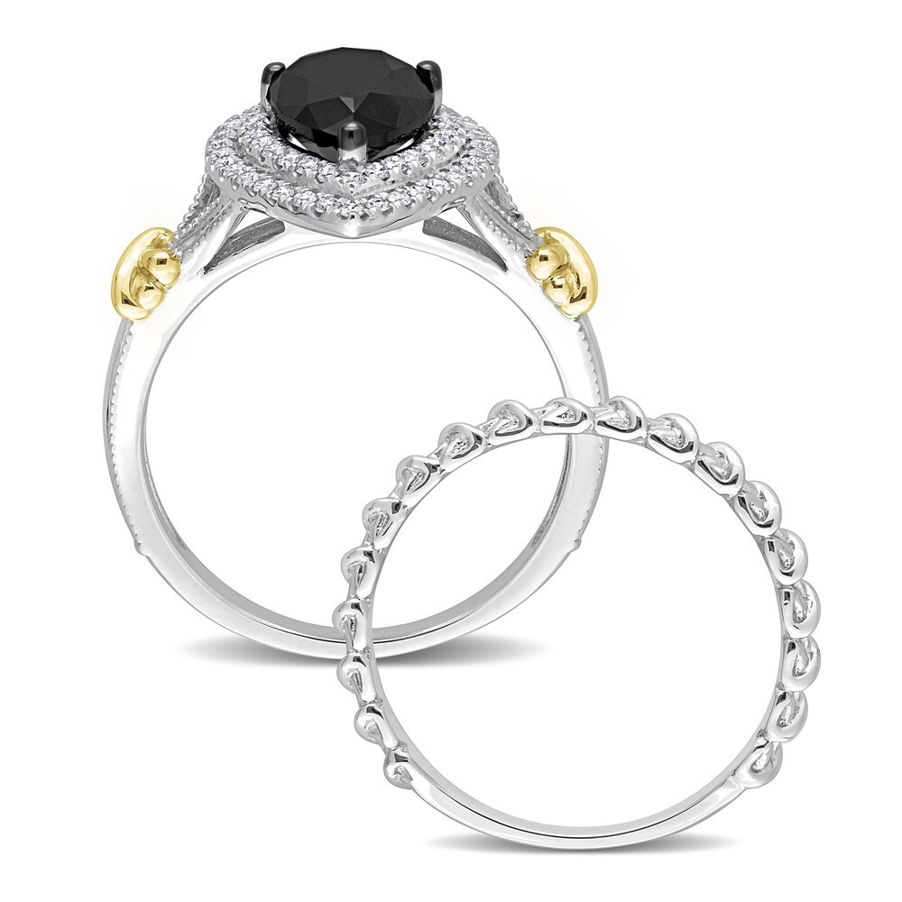 Black Diamond Y-Knot Bridal Set 2-1/3 ct tw Pear/Round 14K Two-Tone Gold yPaAUPGg