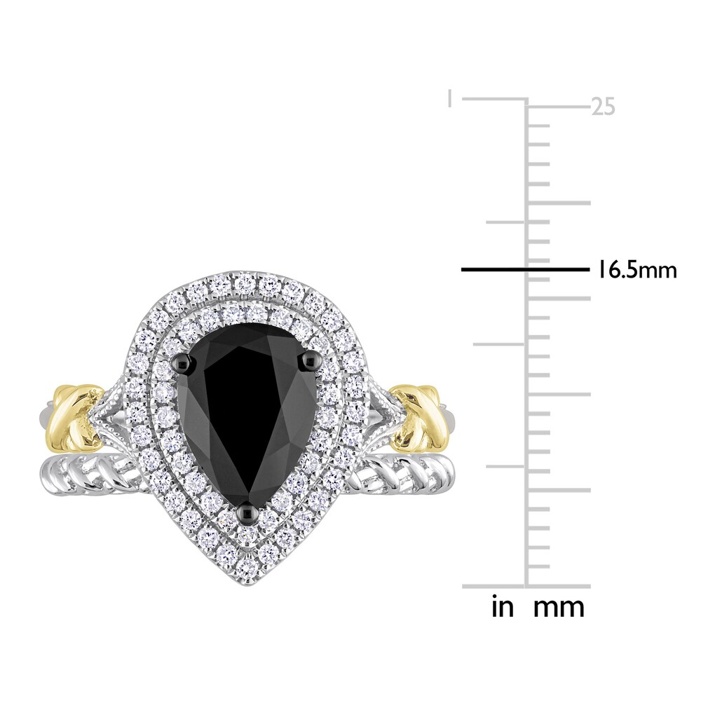 Black Diamond Y-Knot Bridal Set 2-1/3 ct tw Pear/Round 14K Two-Tone Gold yPaAUPGg