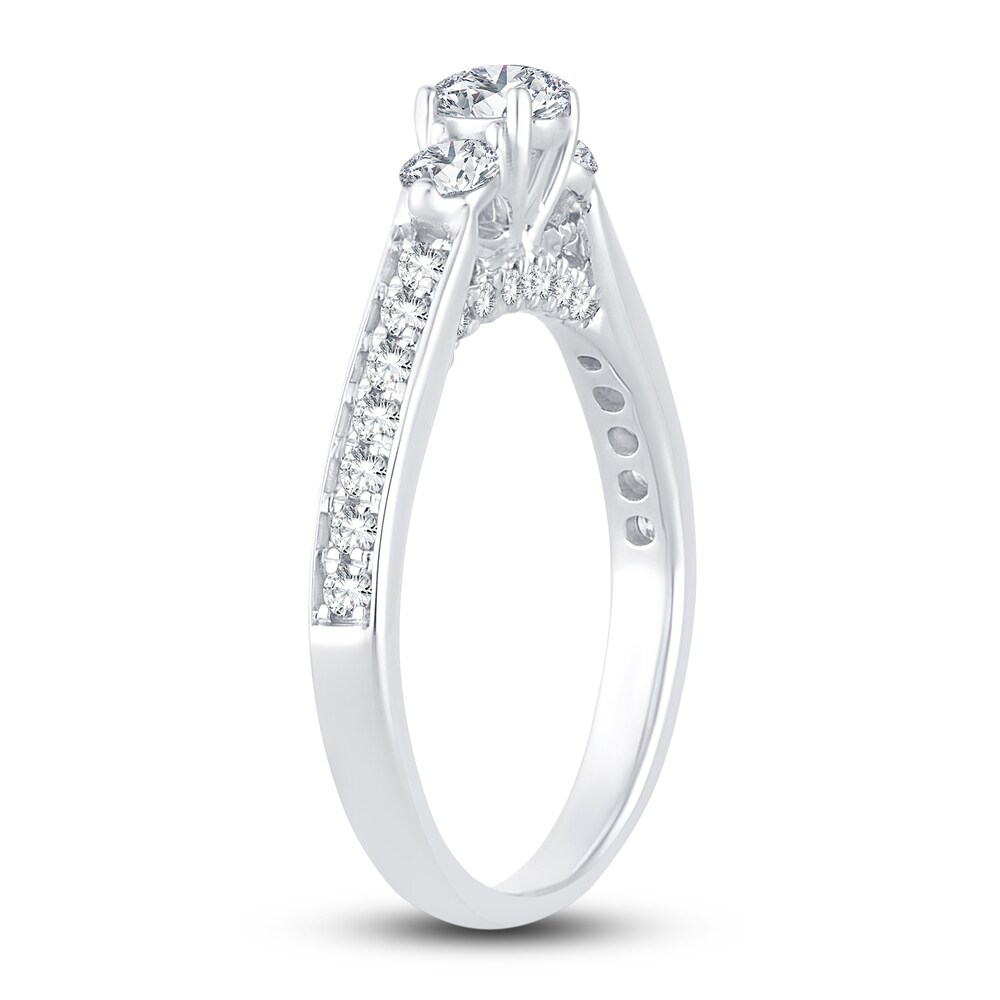 Diamond Ring 3/4 ct tw Round/Oval 14K White Gold ySAdiQCN