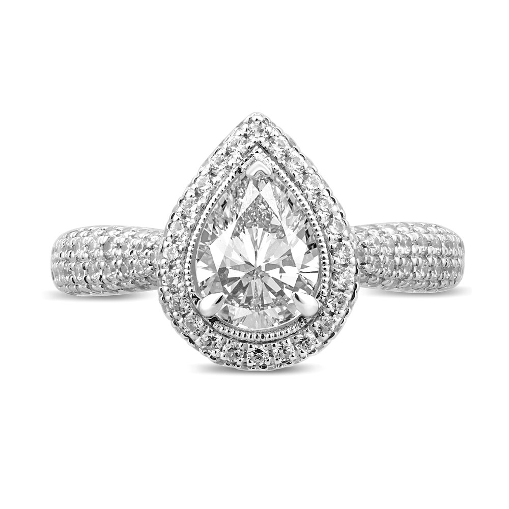 Pnina Tornai The Perfect Pair Diamond Engagement Ring 1-3/4 ct tw Pear-shaped/Round 14K White Gold yeruytJ8