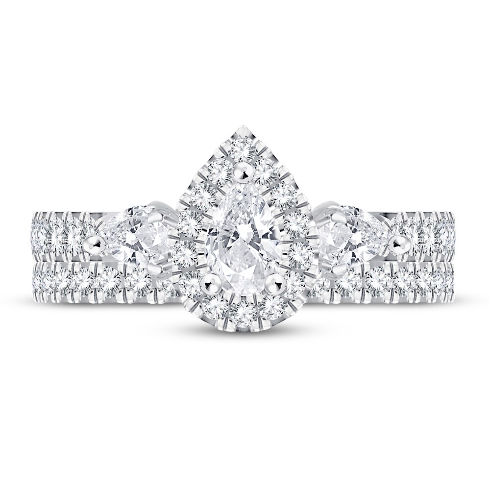 Diamond Bridal Set 1-1/2 ct tw Pear-shaped/Round-cut 14K White Gold yiJ6ExQE