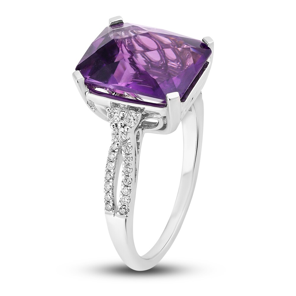 Natural Amethyst Engagement Ring 1/5 ct tw Diamonds 14K White Gold yiVUm1ae