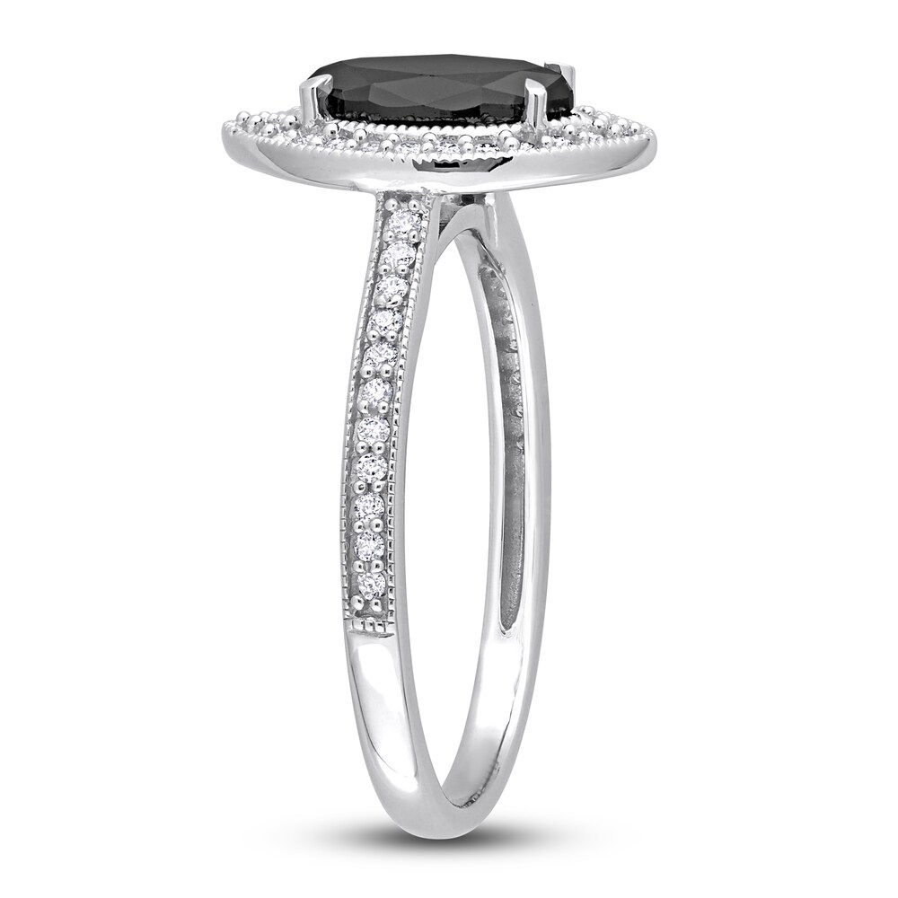 Black & White Diamond Halo Engagement Ring 1-1/4 ct tw Round 14K White Gold ylOKtXra