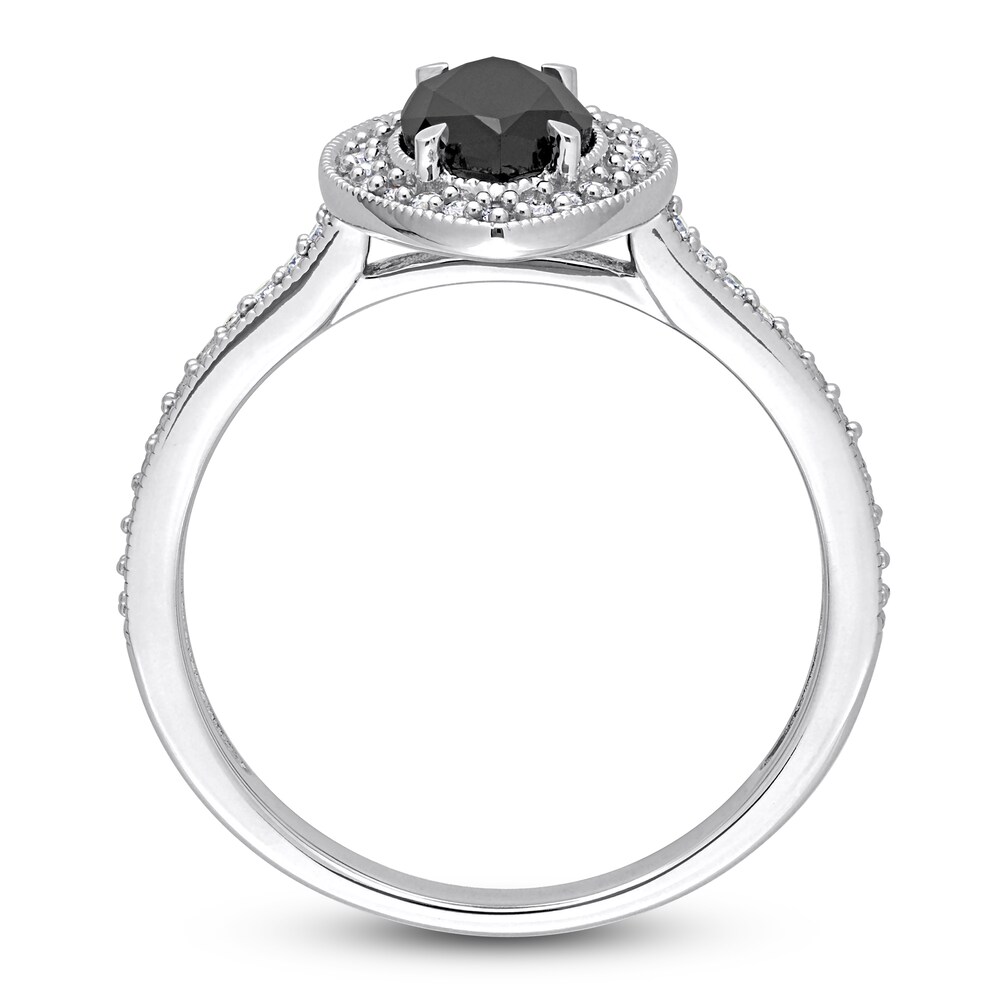 Black & White Diamond Halo Engagement Ring 1-1/4 ct tw Round 14K White Gold ylOKtXra