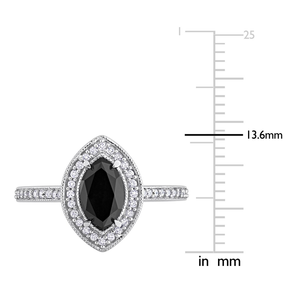 Black & White Diamond Halo Engagement Ring 1-1/4 ct tw Round 14K White Gold ylOKtXra