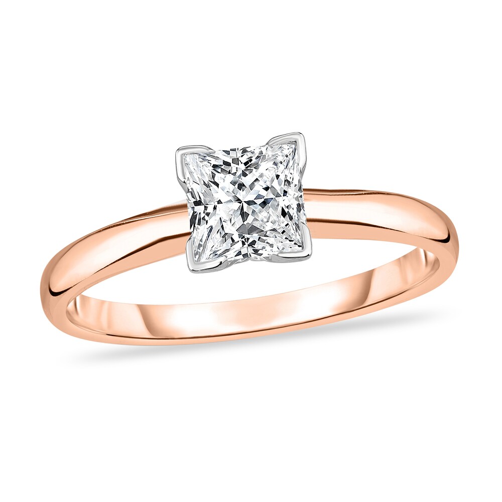 Diamond Solitaire Ring 1/2 ct tw Princess 14K Rose Gold (I1/I) ysbWQyPC [ysbWQyPC]