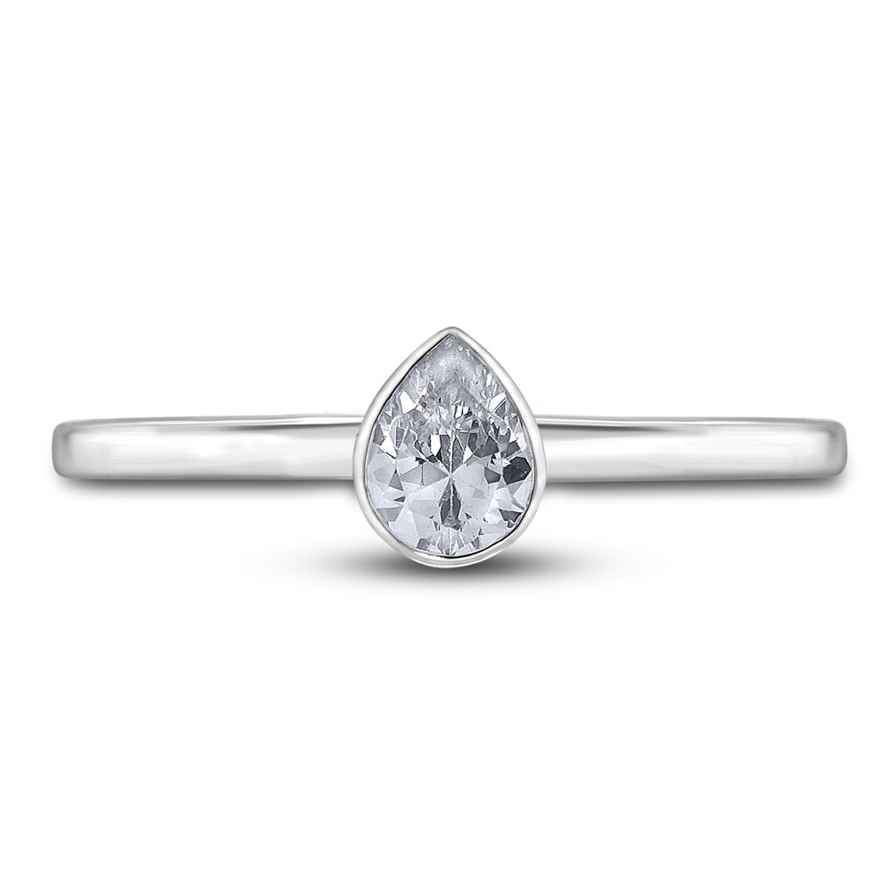 Diamond Solitaire Engagement Ring 1/2 ct tw Bezel-Set Pear-cut 14K White Gold (I2/I) z2dMIweq