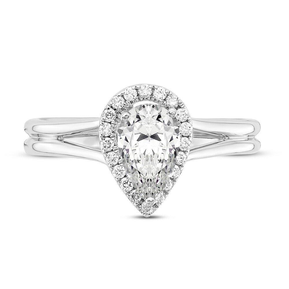 Diamond Halo Engagement Ring 7/8 ct tw Pear-shaped/Round 14K White Gold z2iqiCF6