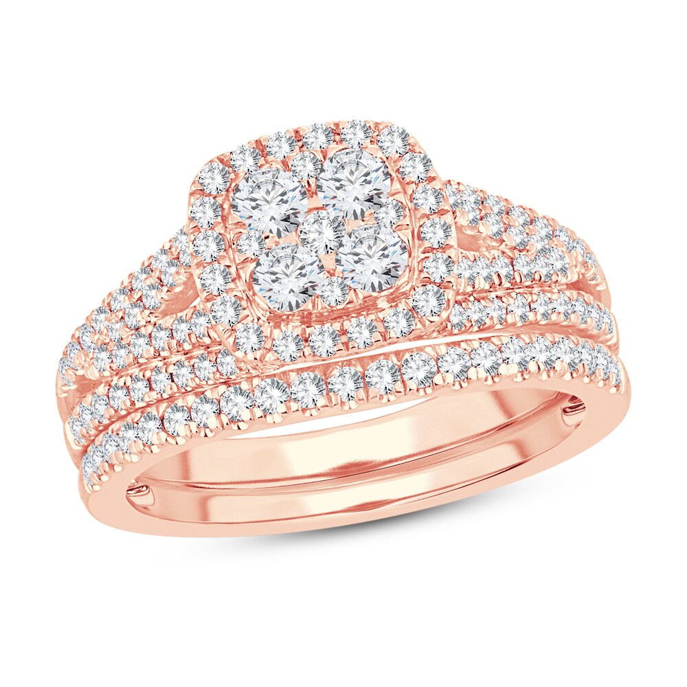 Diamond Bridal Set 1 ct tw Round-cut 14K Rose Gold z3msQbQf [z3msQbQf]