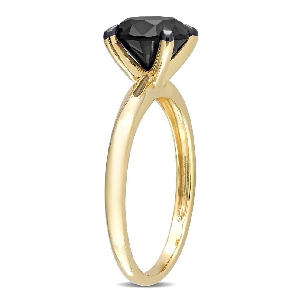 Black Diamond Solitaire Engagement Ring 2 ct tw Round-cut 14K Yellow Gold z5yoPRo0