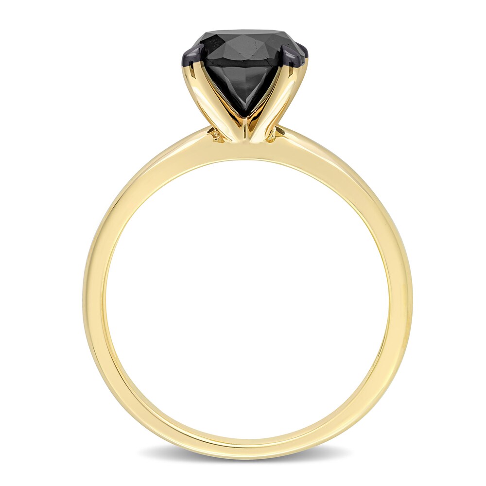 Black Diamond Solitaire Engagement Ring 2 ct tw Round-cut 14K Yellow Gold z5yoPRo0