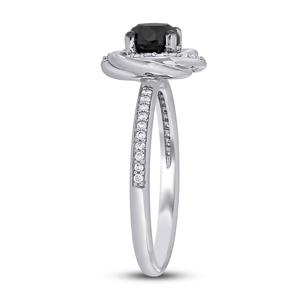 Black & White Diamond Engagement Ring 1 ct tw Round 14K White Gold zBbfYd1W