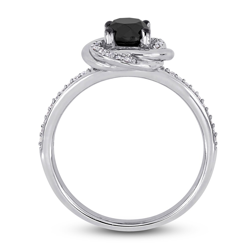 Black & White Diamond Engagement Ring 1 ct tw Round 14K White Gold zBbfYd1W