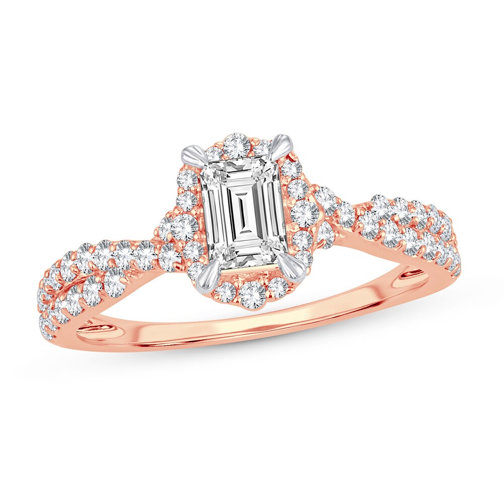 Diamond Ring 1 ct tw Emerald-cut 14K Rose Gold zq5jeRCT [zq5jeRCT]