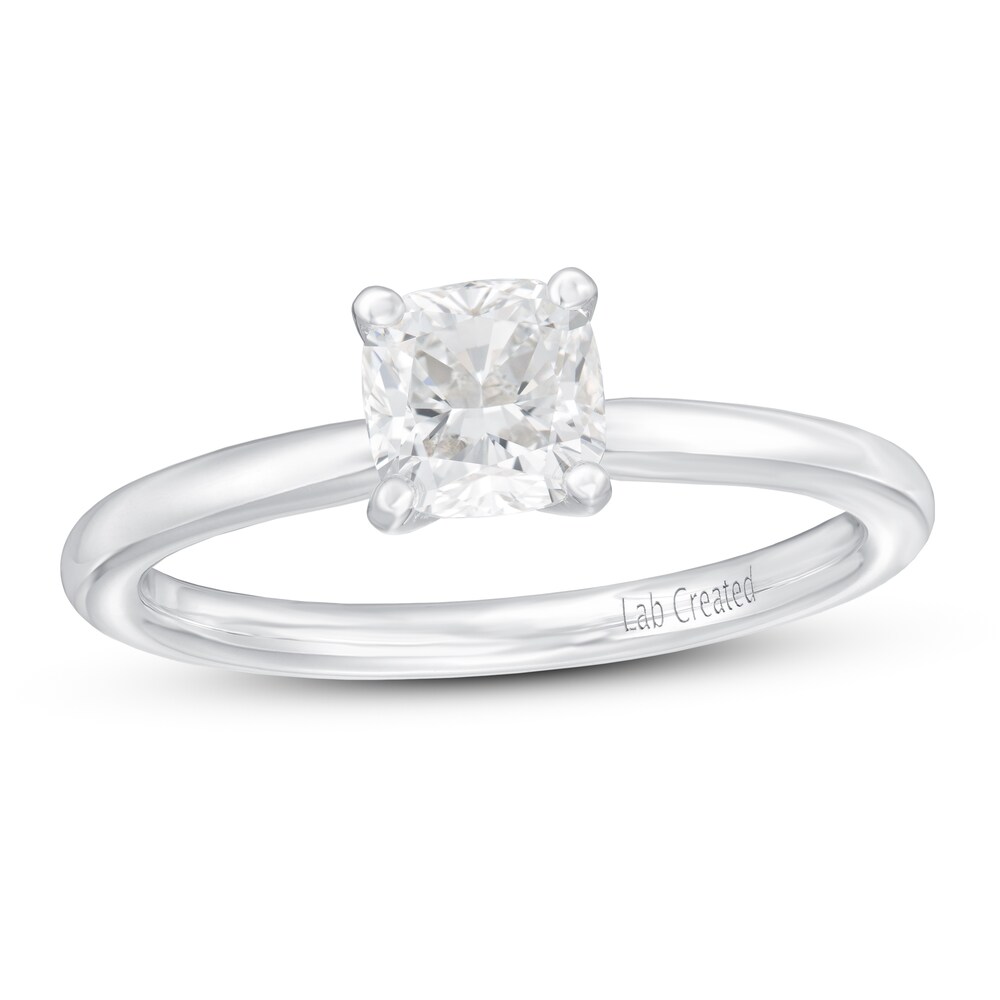 Lab-Created Diamond Engagement Ring 1 ct tw Cushion-cut 14K White Gold (SI2/F) ztSvQmq3