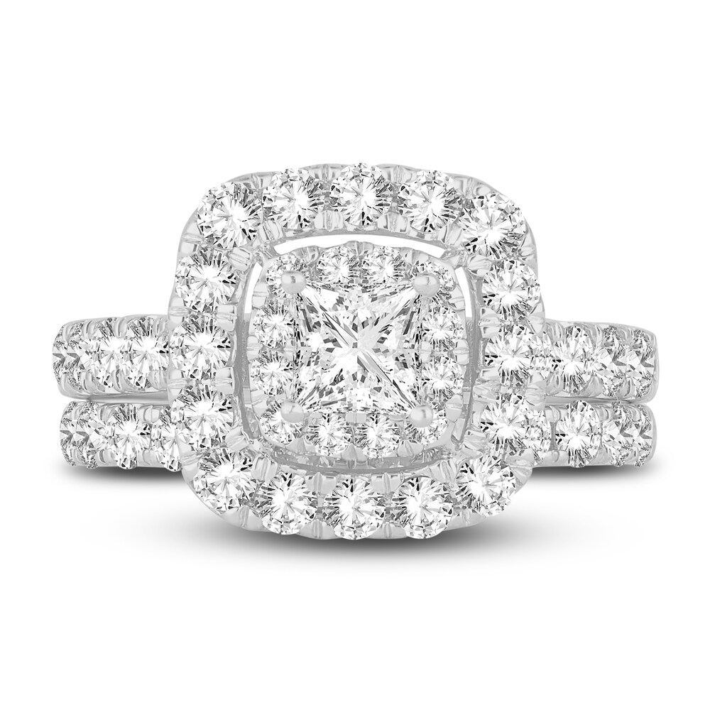 Diamond Bridal Set 2-1/2 ct tw Princess/Round 14K White Gold zwg7vQcJ