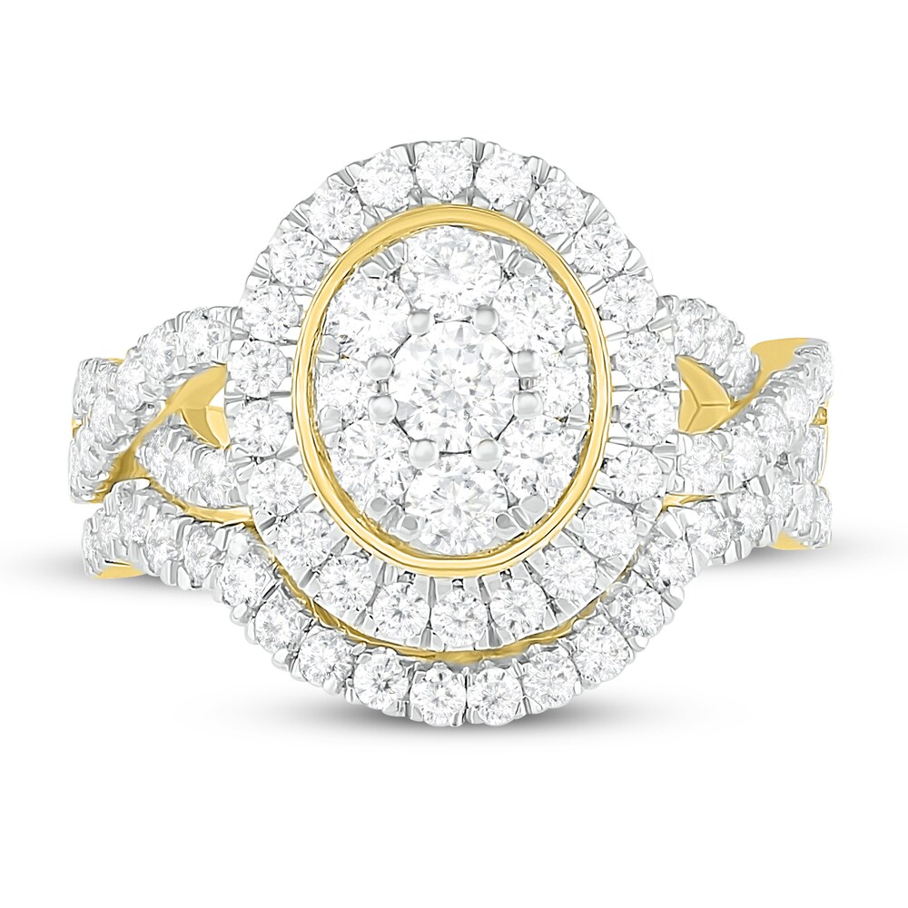 Diamond Bridal Set 1-1/2 ct tw Round 14K Yellow Gold zy71XfL3